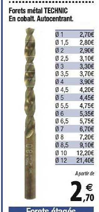 forets métal technic en cobalt autocentrant