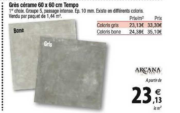 grès cérame 60 x 60 cm tempo