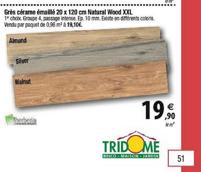 grès cérame émaillé 20x120 cm natural wood xxl