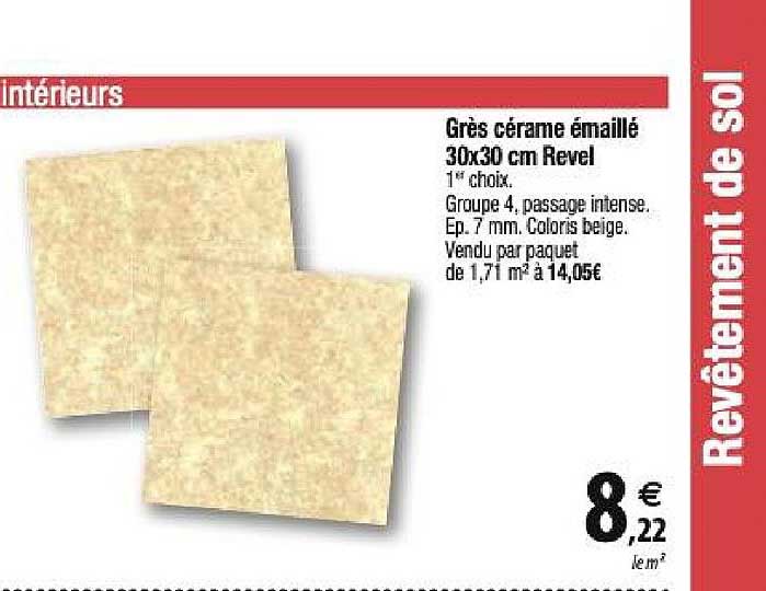 grès cérame émaillé 30x30 cm revel