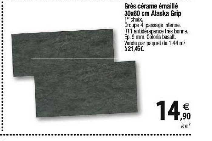 grès cérame émaillé 30x60 cm alaska grip