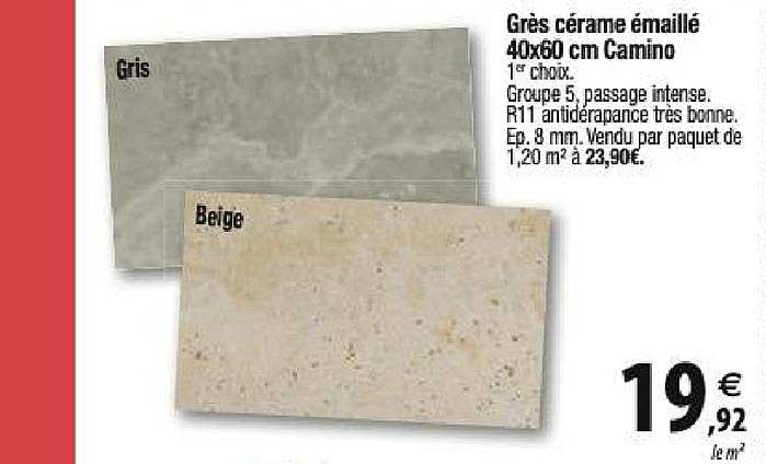 grès cérame émaillé 30x60 cm camino