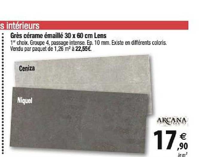grès cérame émaillé 30x60 cm lens