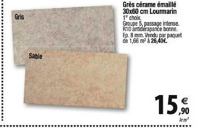 grès cérame émaillé 30x60 cm lourmarin