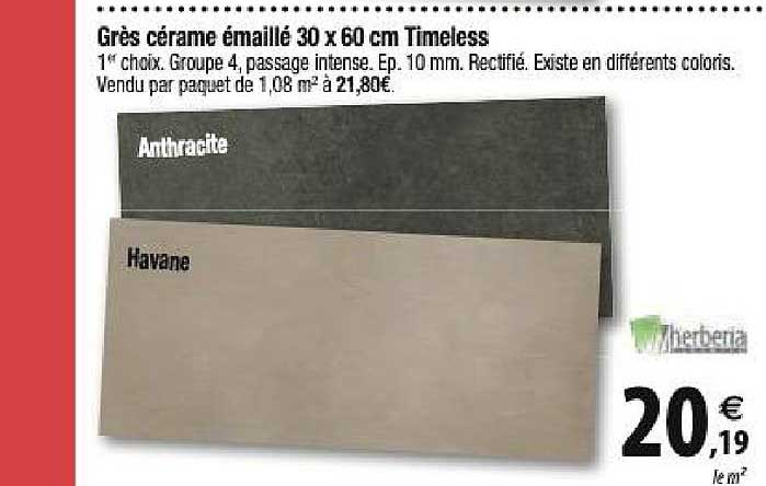 grès cérame émaillé 30x60 cm timeless