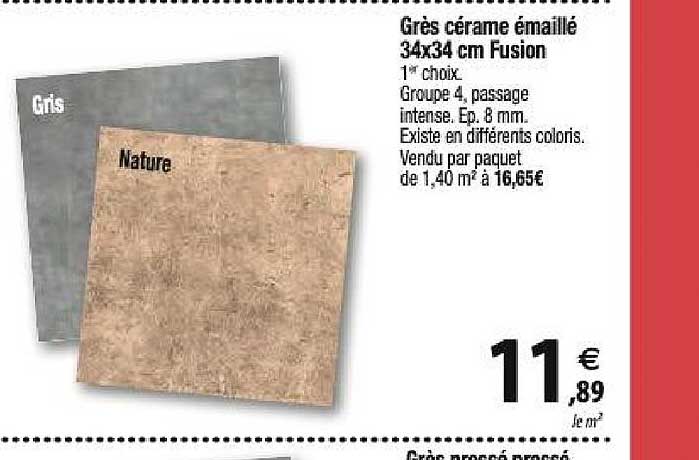 grès cérame émaillé 34x34 cm fusion