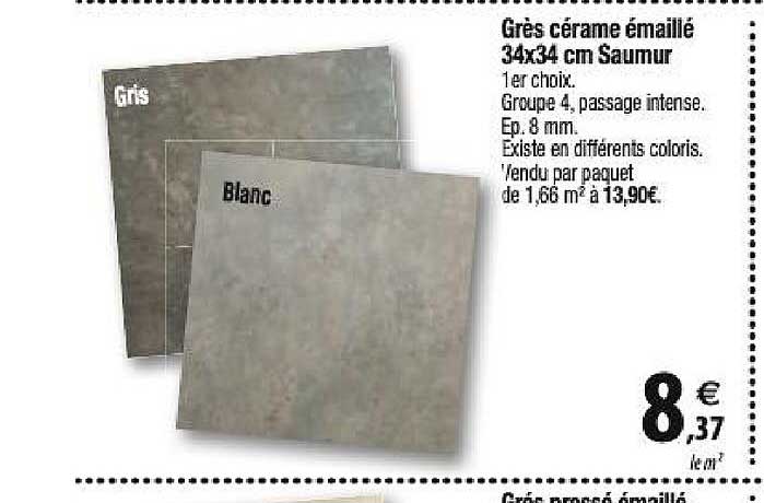 grès cérame émaillé 34x34 cm saumur