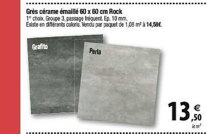 grès cérame émaillé 60x60 cm rock