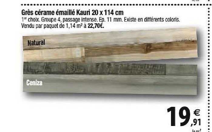 grès cérame émaillé kauri 20x114 cm