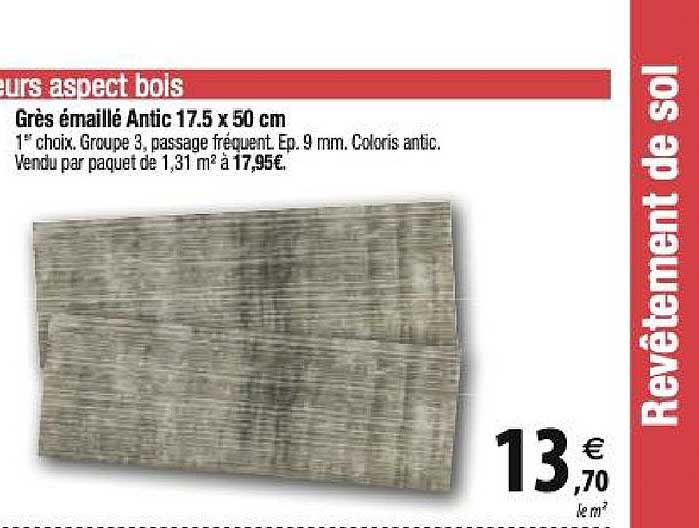 grès émaillé antic 17.5x50 cm