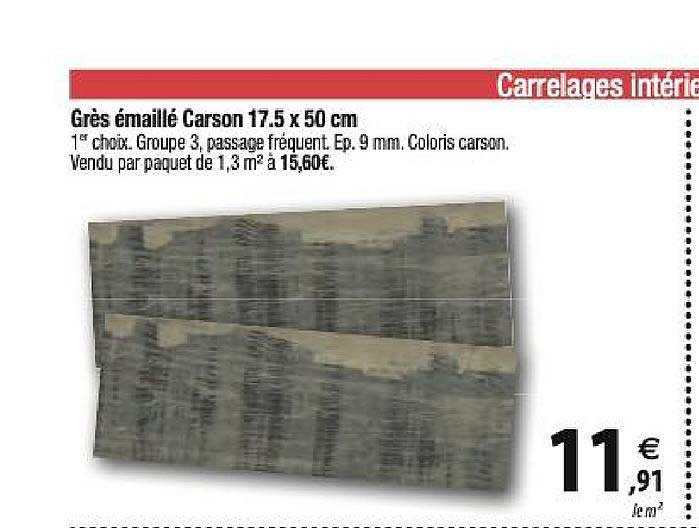 grès émaillé carson 17.5 x 50 cm