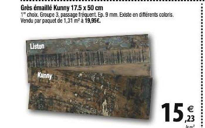 grès émaillé kunny 17.5x50 cm