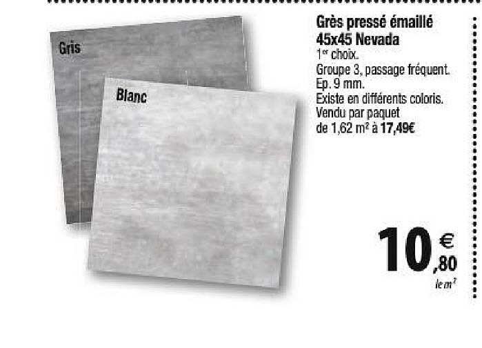 grès pressé émaillé 45x45 nevada