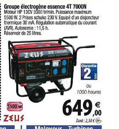 Groupe électrogène Essence 4t 7000n