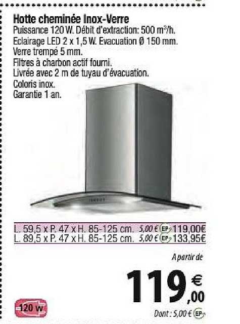Hotte Cheminée Inox Verre