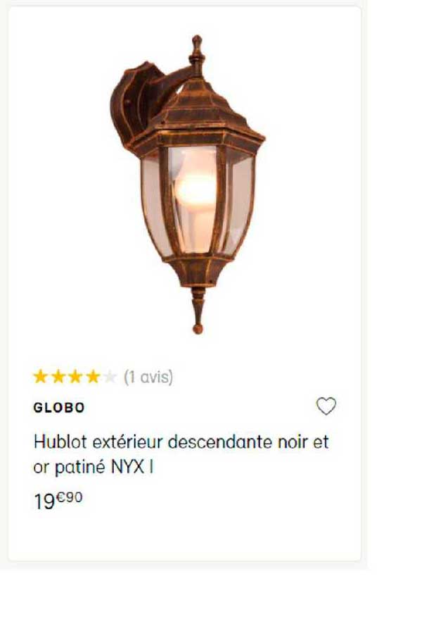 hublot extérieur descendante noir et or patiné nyx i globo