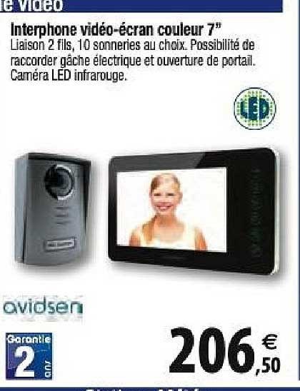 interphone vidéo écran couleur 7" avidsen