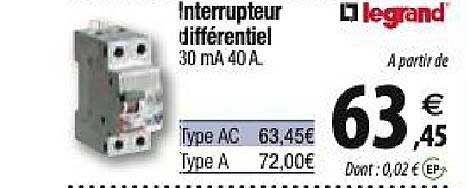 interrupteur différentiel legrand