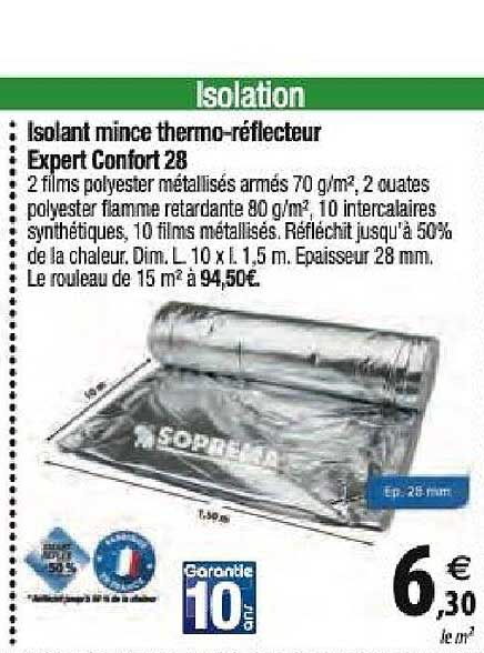 isolant mince thermo réflecteur expert confort 28