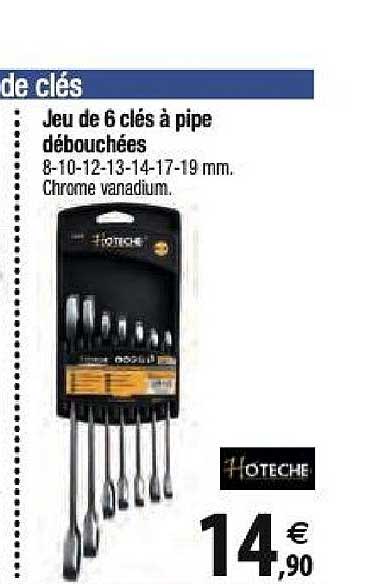 jeu de 6 clés à pipe débouchées