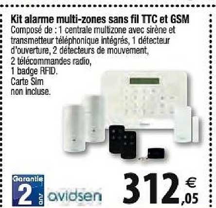 kit alarme multi zones sans fil ttc et gsm avidsen