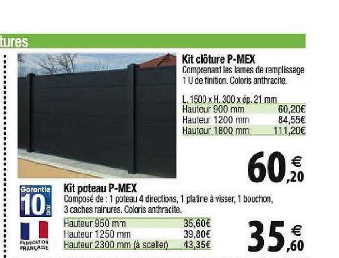 kit clôture p-mex, kit poteau p-mex