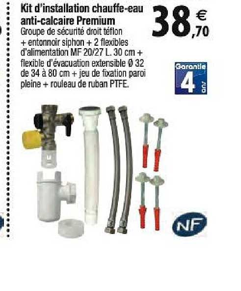 kit d'installation chauffe eau anti calcaire premium