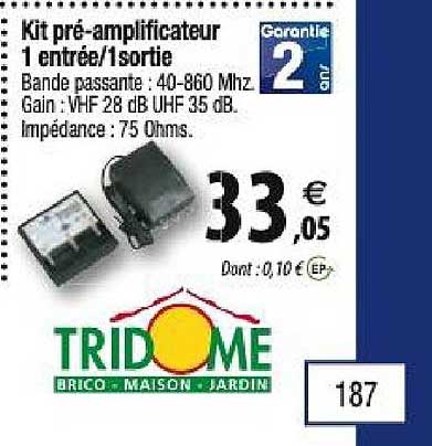 kit pré amplificateur 1 entrée 1 sortie