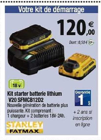 kit starter batterie lithium v20 sfmcb1202