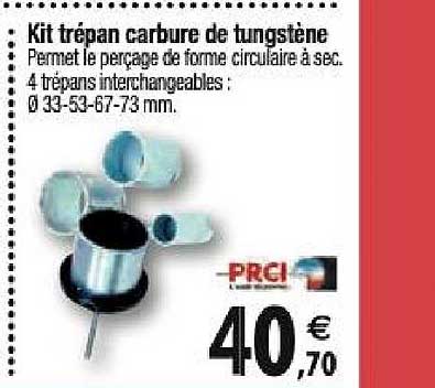 kit trépan carbure de tungstène