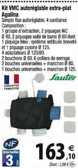 kit vmc autoréglable extra plat agalina