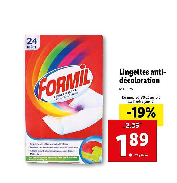 lingettes anti décoloration