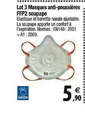 lot 3 masque anti poussières ffp2 soupape