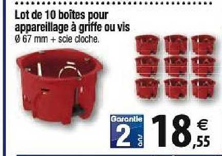 lot de 10 boîtes pour appareillage à griffe ou vis