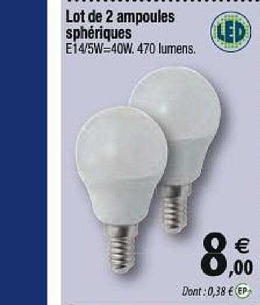lot de 2 ampoules sphériques