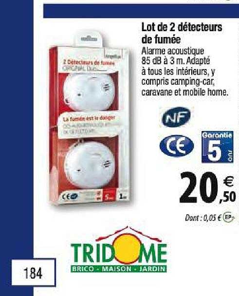 lot de 2 détecteurs de fumée