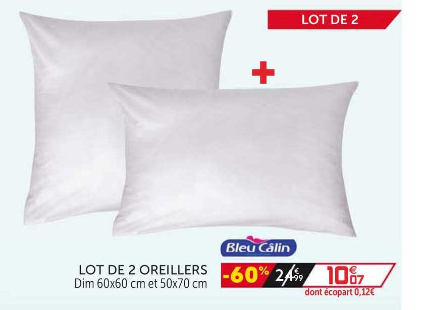 Lot De 2 Oreillers Bleu Câlin