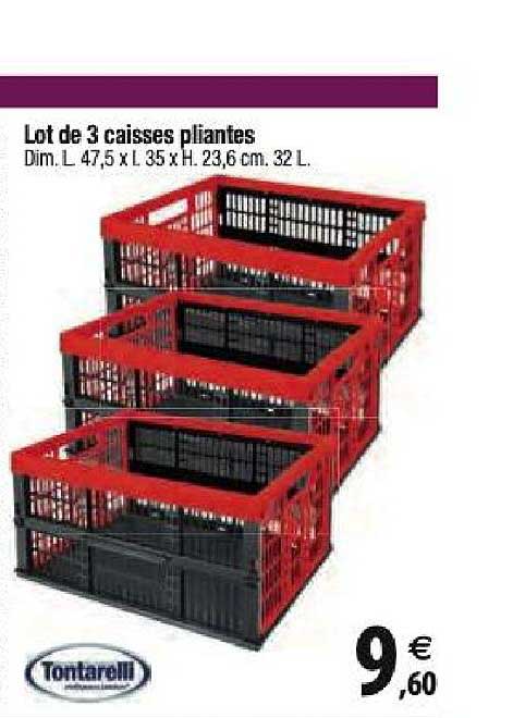 lot de 3 caisses pliantes tontarelli