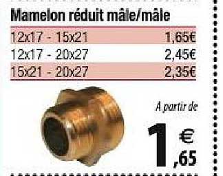 mamelon réduit mâle mâle