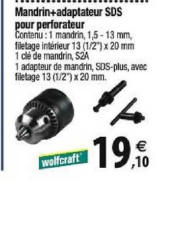 mandrin + adaptateur sds pour perforateur