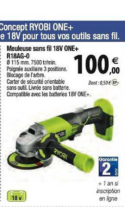 Meuleuse Sans Fil 18v One+r18ag 0