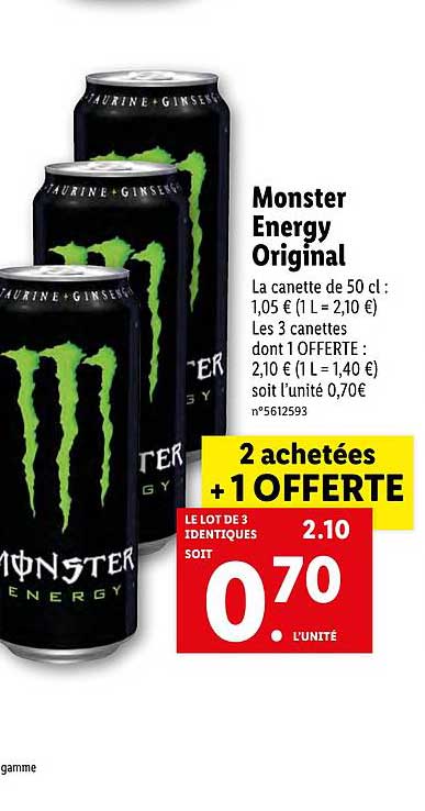 monster energy original 2 achetées + 1 offerte