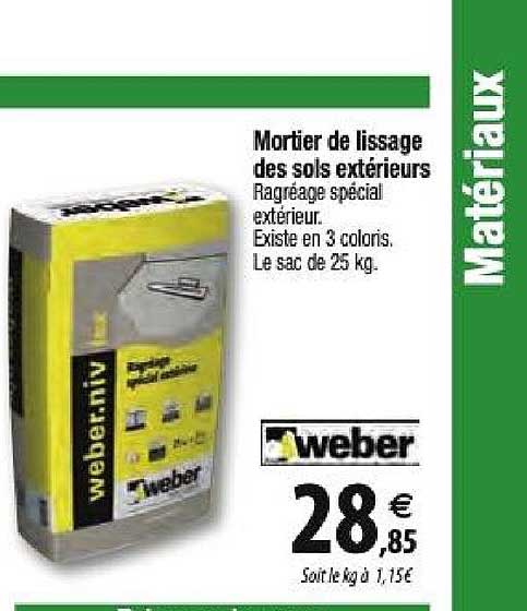 mortier de lissage des sols extérieurs weber