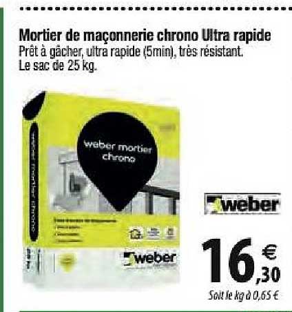 mortier de maçonnerie chrono ultra rapide weber
