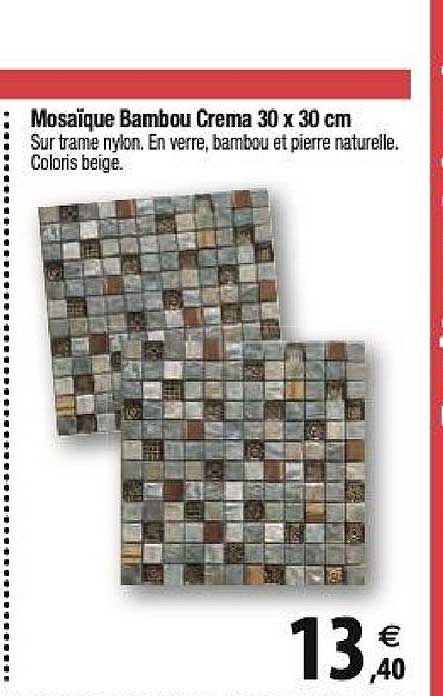 mosaïque bambou crema 30x30 cm