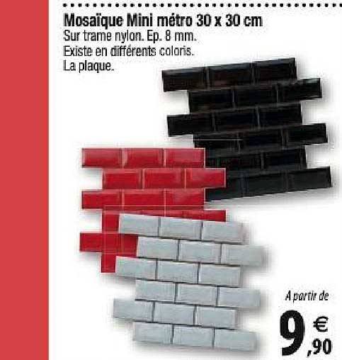 mosaïque mini métro 30x30 cm