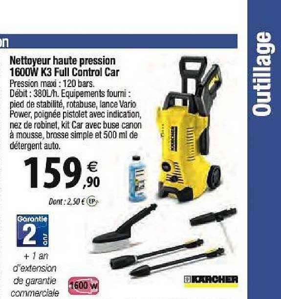 nettoyeur haute pression 1600w k3 full control car