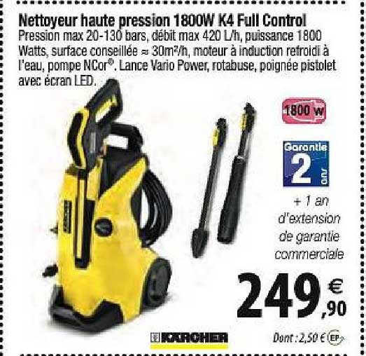 nettoyeur haute pression 1800w k4 full control