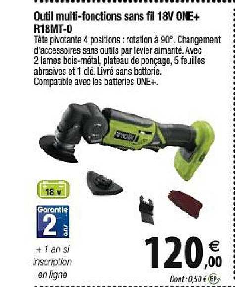 outil multi fonctions sans fil 18v one+ r18mt 0