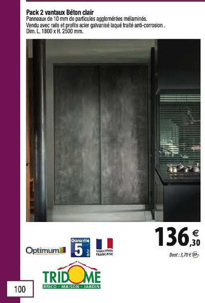 pack 2 vantaux béton clair